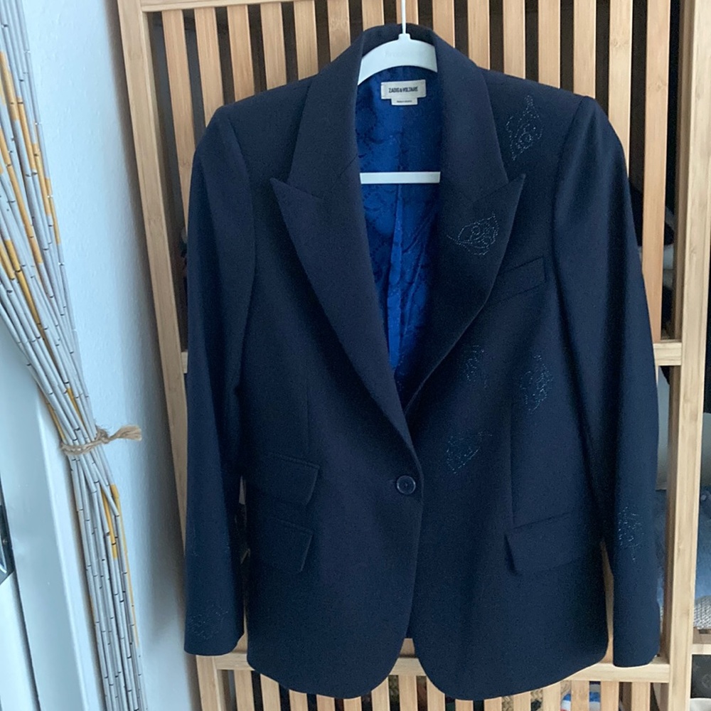 Zadig & Voltaire Navy Embellished Blazer 34/2